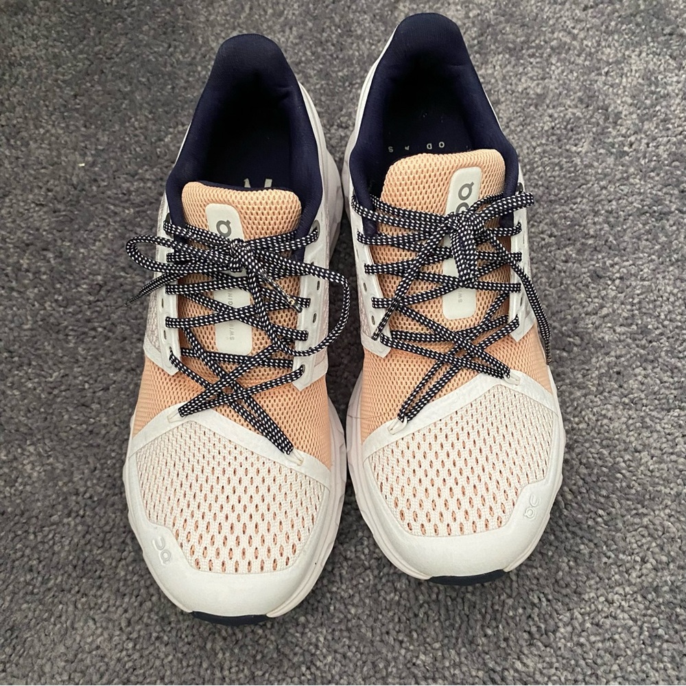 On Running Women's Peach and White Sneakers - Picture 2 of 10